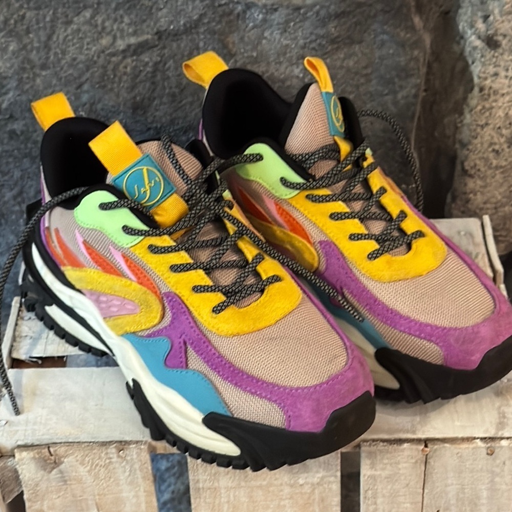 Javi Achieve Vibrant Colorful Multicolor Chunky sole Sneakers youth size 6.5